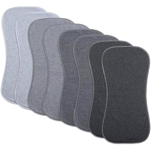 8 Pack Baby Burp Cloths, Unisex for Boys and Girls, Super Absorbent and Soft Towel,Solid Color (grey02)