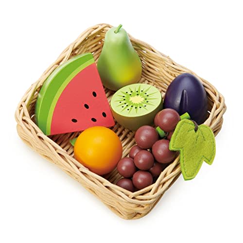 Tender Leaf Toys - Fruity Basket - Pretend Food Play Supermarket Shopping Game Accessories Educational Learning Toys for Children 3+