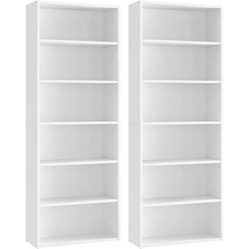 VASAGLE Set of 2 6-Tier Bookshelves, 23.6 Inches Wide