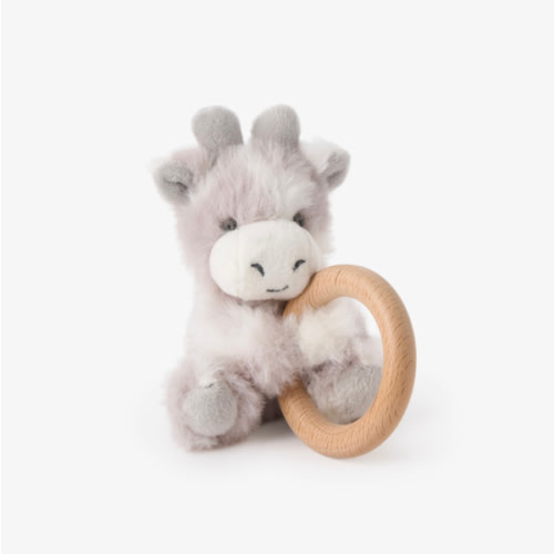 Plush Giraffe Wooden Ring Rattle – Elegant Baby