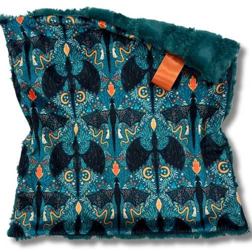 Dragon Lovey Blanket: Maximalist Folk Minky Cuddle Blanket