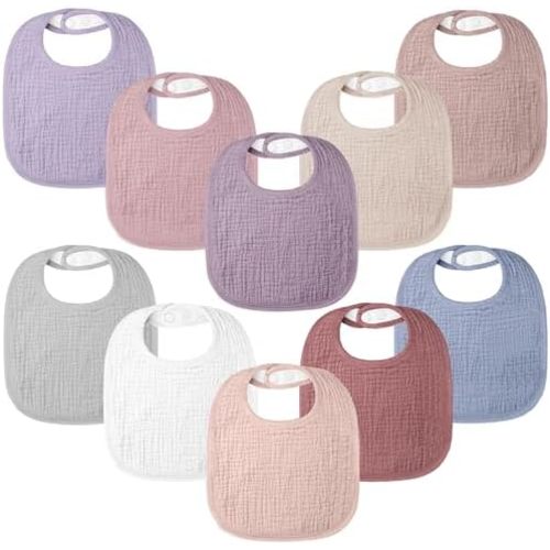Muslin Baby Bibs 100% Cotton Baby Bandana Drool Bibs for Unisex Baby Girls Boys Toddlers Drooling and Teething