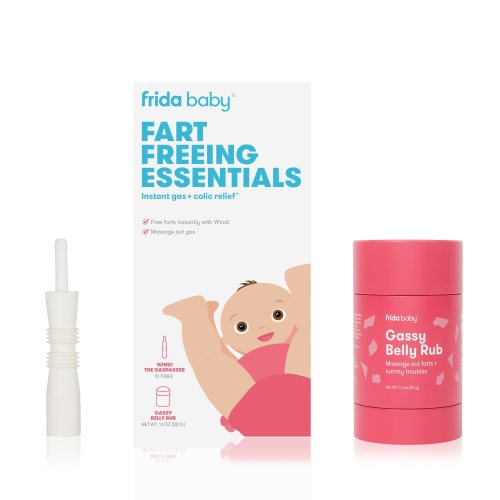 Frida Baby Fart Freeing Essentials Kit with Windi The Gasspasser and Gassy Belly Rub for Baby Gas Relief and Colic Calm, Infant Gas Drops Alternative, 2 Pieces