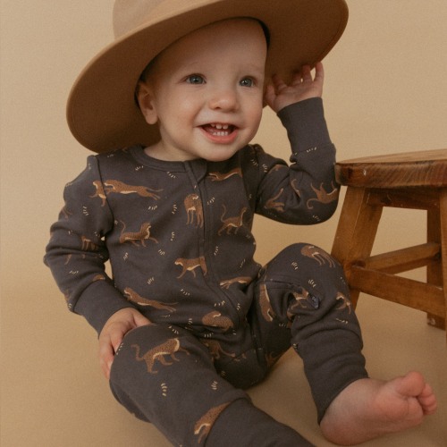Organic 2-Way Zip Romper - Leopard