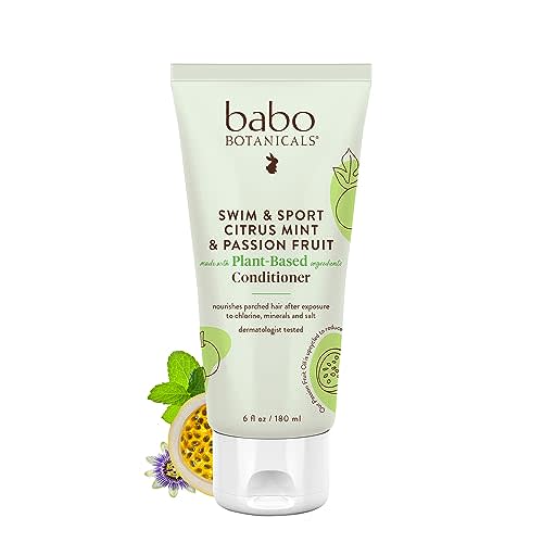 BABO Botanicals Swim & Sport Citrus Mint & Passion Fruit Conditioner - Purifying & replenishing- Shea Butter & Green Tea - for All Ages - Scented with Citrus and Peppermint Essential Oils