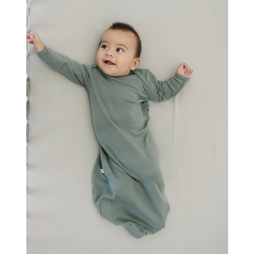 Baby Gown, Merino Wool, 0-6 Months, Sage