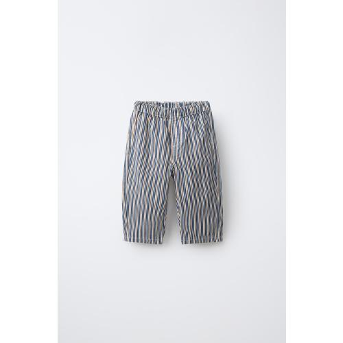 STRIPED TWILL PANTS - Blue / Indigo | ZARA United States