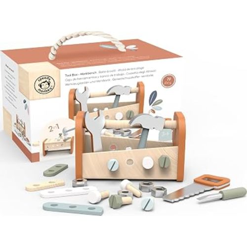 Montessori 2-in-1 Wooden Tool Box Workbench Kit Ages 3+