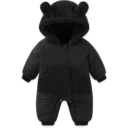 JiAmy Baby Snowsuit Winter Romper Hooded Boys Girls Jumpsuit Bear Thick Windproof Cap Infant Winter Clothes