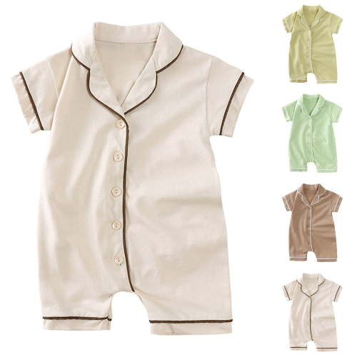Summer Baby Boys Clothing Agkizg Baby Boys Bodysuits, Baby Boys Short Sleeves Rompers, Child's Jumpsuit Boys and Girls Baby Botton Short Sleeve Turndown Neck Cute Solid Shorts Rompers