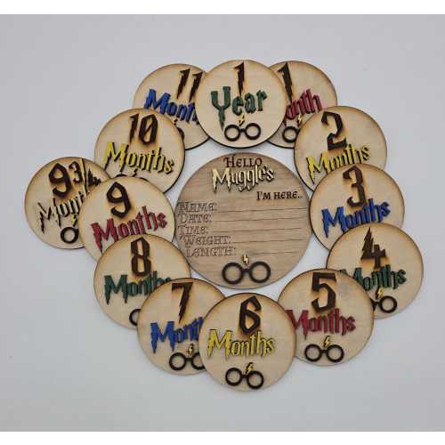 Wizard Baby Milestone Wood Rounds | Fan Art Photo Prop