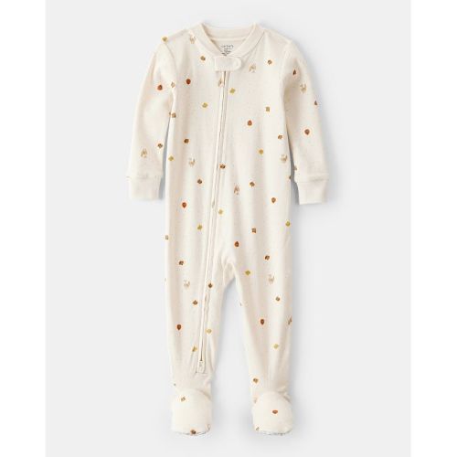 Baby Carter's Thanksgiving Print 100% Cotton Long Sleeve Footed Pajamas