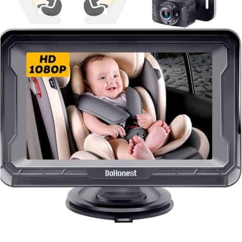 DoHonest Baby Car Camera HD 1080P - Rear-Facing Car Baby Monitor with Night Vision, Adjustable View Angle, Easy Setup, Anti-Glare Display, Safety for Kids & Infants