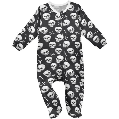 Baby One-Piece Footies Hockey Ball Blue Sleeper Pjs Footed Bodysuit Rompers Zipper for Boys Girls 3M