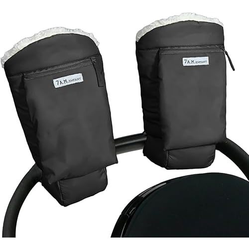 7AM Enfant Stroller Warmmuffs Gloves - Anti-Freeze Stroller Mittens for Handlebars, Water Repellent Hand Warmer Muff for Cold Weather, Plush Lined Stroller Warmmuffs | Winter Stroller Accessories
