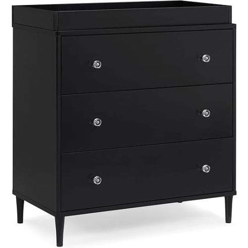 Delta Children Bowie 3 Drawer Dresser with Changing Top, Black Ebony