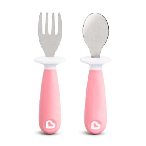 Munchkin Raise™ Toddler Fork & Spoon Set - Light Pink