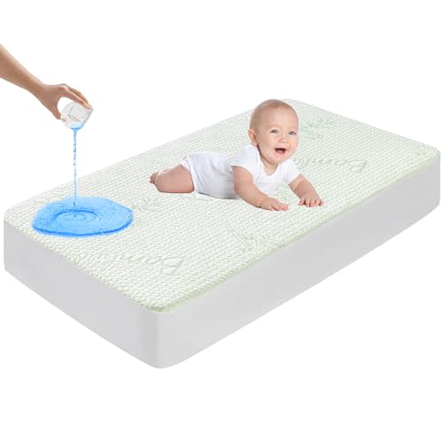 GOONIK Waterproof Crib Mattress Protector, Breathable Crib Mattress Pad Cover for Baby Mattress with 4-13 inches Deep Pocket