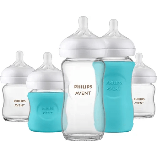Philips AVENT Glass Natural Bottle with Natural Response Nipple, Baby Gift Set, SCD858/01