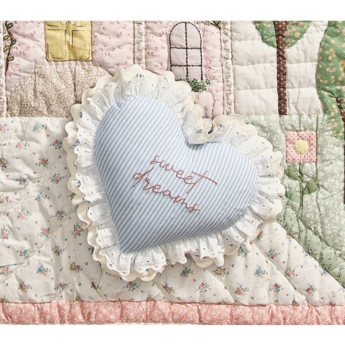 Sweet Dreams Embroidered Heart Pillow
