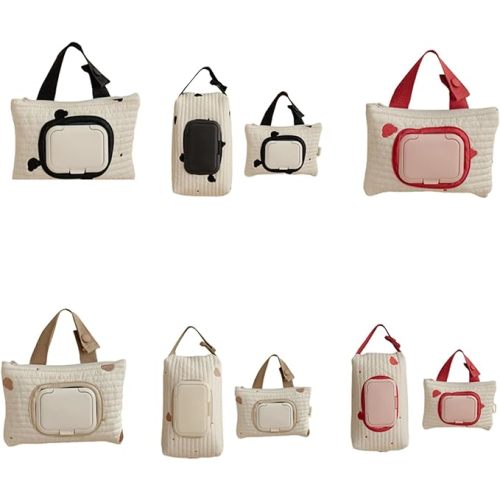 Embroidered Bear Stroller Wet Wipe Pouches Portable Baby Wipe Holder Embroidery Baby Wipes Storage Bag for Travel