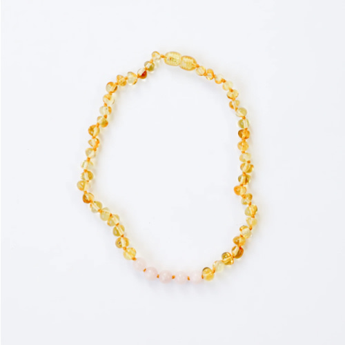 Polished Honey Baltic Amber + Rose Quartz || Necklace – CanyonLeaf