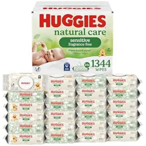 Huggies Natural Care Sensitive Baby Wipes, Unscented, 24 Packs, 1344 Wipes