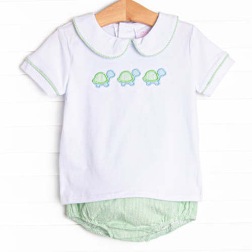 Turtle Trio Applique Diaper Set, Green – Stitchy Fish