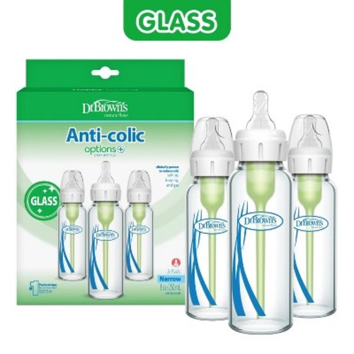 Dr. Brown's Anti-Colic Narrow Glass Options+ Baby Bottles - 8 fl oz/3pk