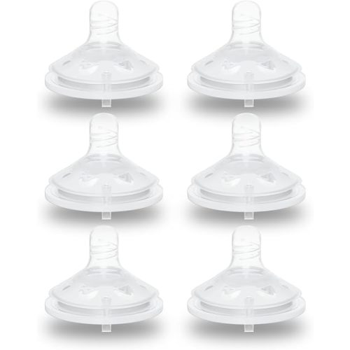 Silicone Nipple for Dr. Brown's, Anti-Colic Baby Bottle Nipples Compatible with Philips Avent Bottles, Fast Flow, 6m+, 6 Count