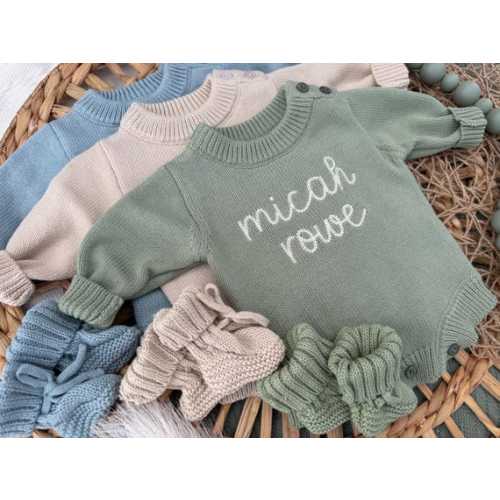 Personalized Newborn Knit Sweater Baby Bubble, Custom Cotton Knitted Baby Outfit, Take Home Outfit - Etsy