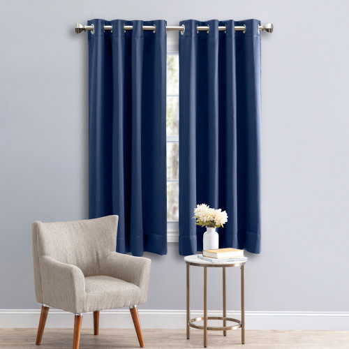 Ricardo Trading Ultimate Black Out Grommet Window Panel Curtain w/Wand - Blue, 56"W X 54"L