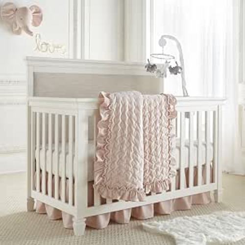 Levtex Baby - Heritage Crib Bed Set - Baby Nursery Set - Blush Velvet - Rich Velvet - 4 Piece Set Includes Quilt, One Fitted Sheet, Changing Pad & Skirt/Dust Ruffle