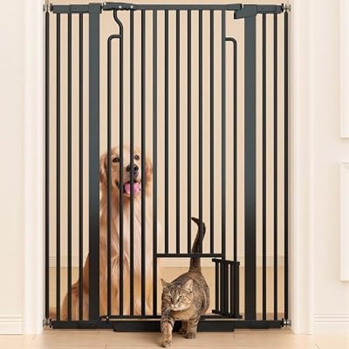 Ostutry 53in Extra Tall Cat Gate for Doorway, 29-40in Wide Auto Close-Black