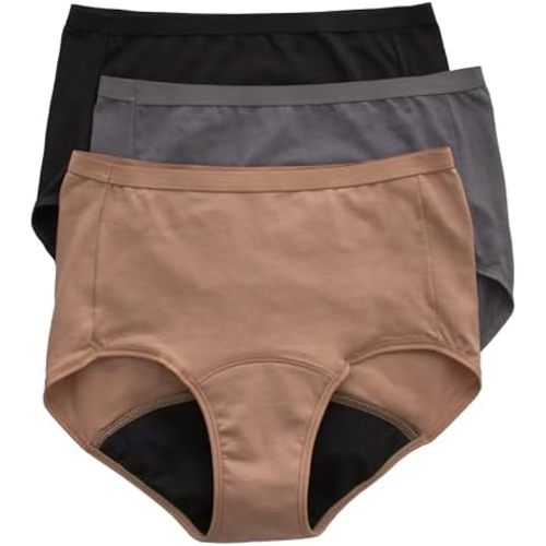 Hanes Women's Comfort, Period. Underwear, Moderate Leaks, Bikini, Boyshort Or Brief, 3-pack