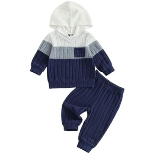 2Pcs Baby Boys Hoodie Tops Pants Set Dinosaur Deer Print Sweatsuit Fall Winter Outfits