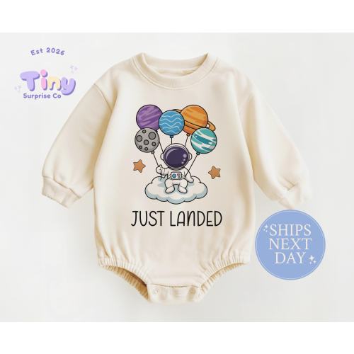 Just Landed Baby Romper Natural Astronaut Space Onesie® Bodysuit