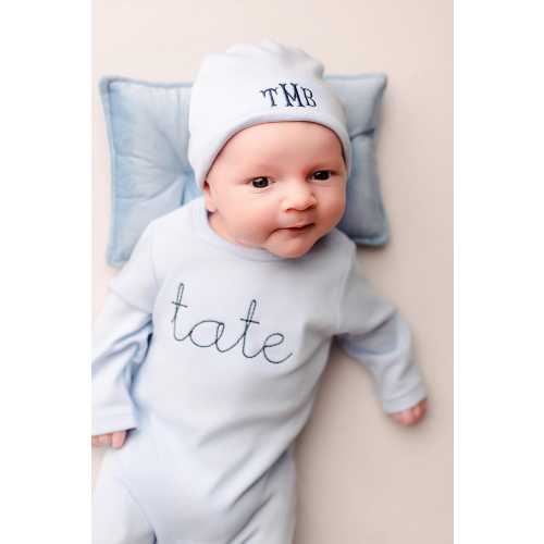 Newborn baby boy coming home outfit, personalized coming home outfit, baby shower gift, name romper, custom boy outfit, light blue