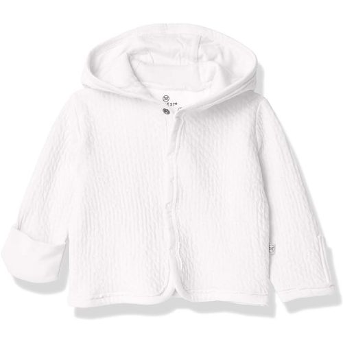 HonestBaby Matelasse Snap-Front Hooded Jacket Organic Cotton for Infant Unisex Baby Boys & Girls