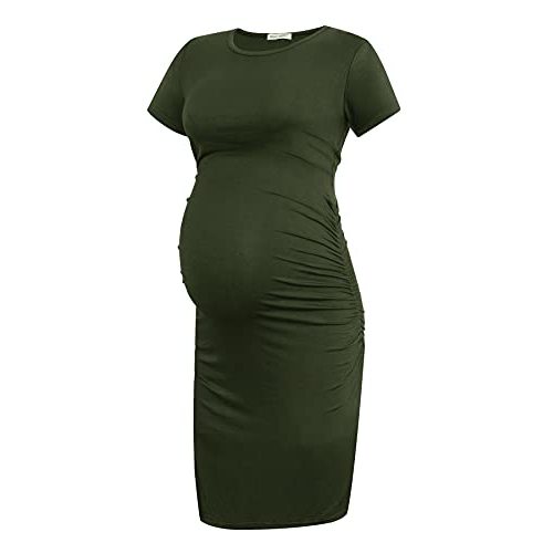 Smallshow Women's Short Sleeve Maternity Dress Ruched Pregnancy Clothes