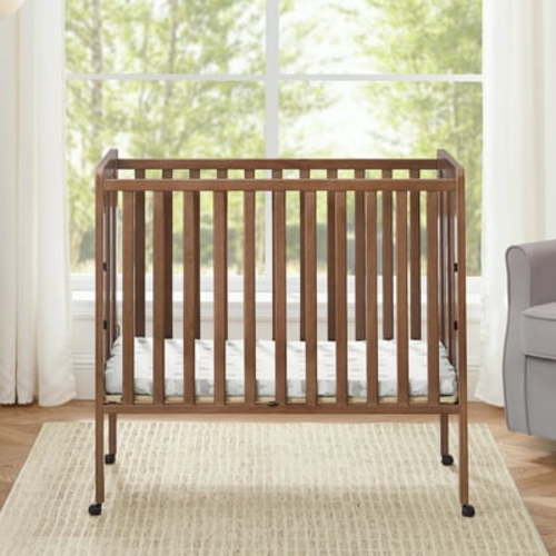 Delta Children Lee Portable Folding Mini Crib with 1.5-Inch Mattress - Greenguard Gold Certified, Chestnut - Walmart.com