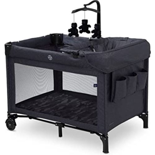 babyGap Deluxe Play Yard by Delta Children - Features a Removable Bassinet and Changing Table, Black Camo
