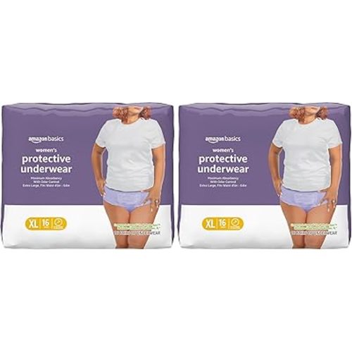 Amazon Basics Postpartum Incontinence Underwear for Women, Maximum Absorbency, Fresh Protection, Leak Protection, Odor Guard, Soft Comfortable Fit, Disposable, X-Large, Lavender, 16 Count (Pack of 2)