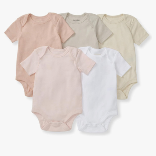 Burt's Bees Baby Unisex Organic Cotton Short and Long Sleeve Bodysuits, 5-Pack