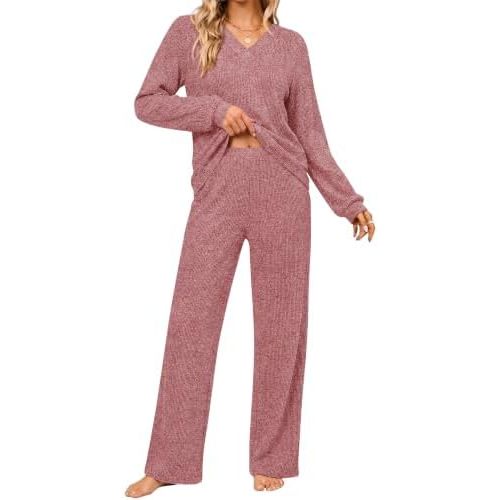 Ekouaer Lounge Sets for Women Long Sleeve 2 Piece Pajamas Set with Pockets