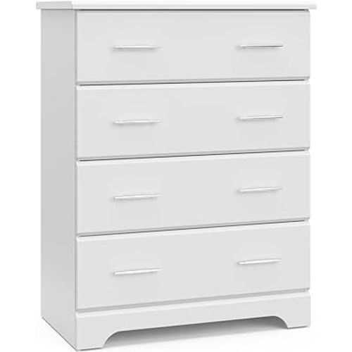 Storkcraft Brookside 4 Drawer Dresser (White) – GREENGUARD Gold Certified, Nursery Dresser for Kids Bedroom, Chest of Drawers