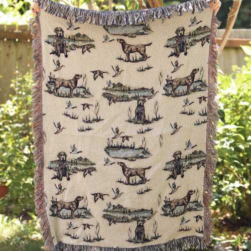 Mallard Duck Baby Blanket Name Custom Chocolate Lab Blanket Gift Cotton Woven Throw Blanket Chocolate Lab Duck Hunting Blanket Personalized