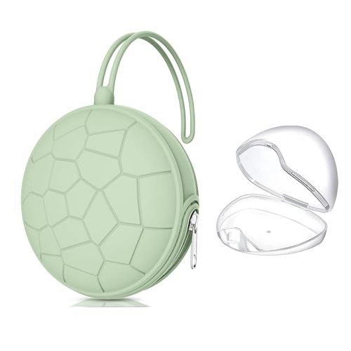 Pacifier Holder Case,BPA Free Portable Pacifier Storage Container,Silicone Baby Pacifier Cover Pouch for Diaper Bag Stroller,Travel Outdoor Activities,Easy to Clean(Mint)