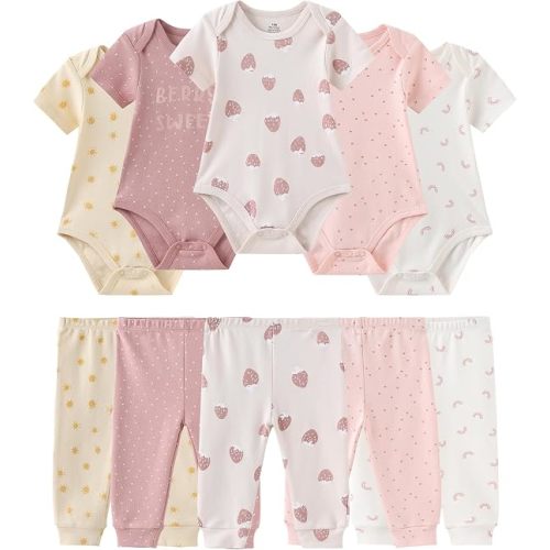 Baby Bodysuit and Pant Set Cotton Ribbed Mix Infant Girl Clothes
