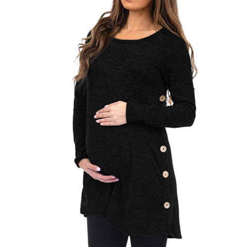 Pregnant Maternity Breastfeeding Long Sleeve Tops For Women Women's Maternity Pregnanty Long Sleeve Solid Tops Blouse Button Autumn Winter